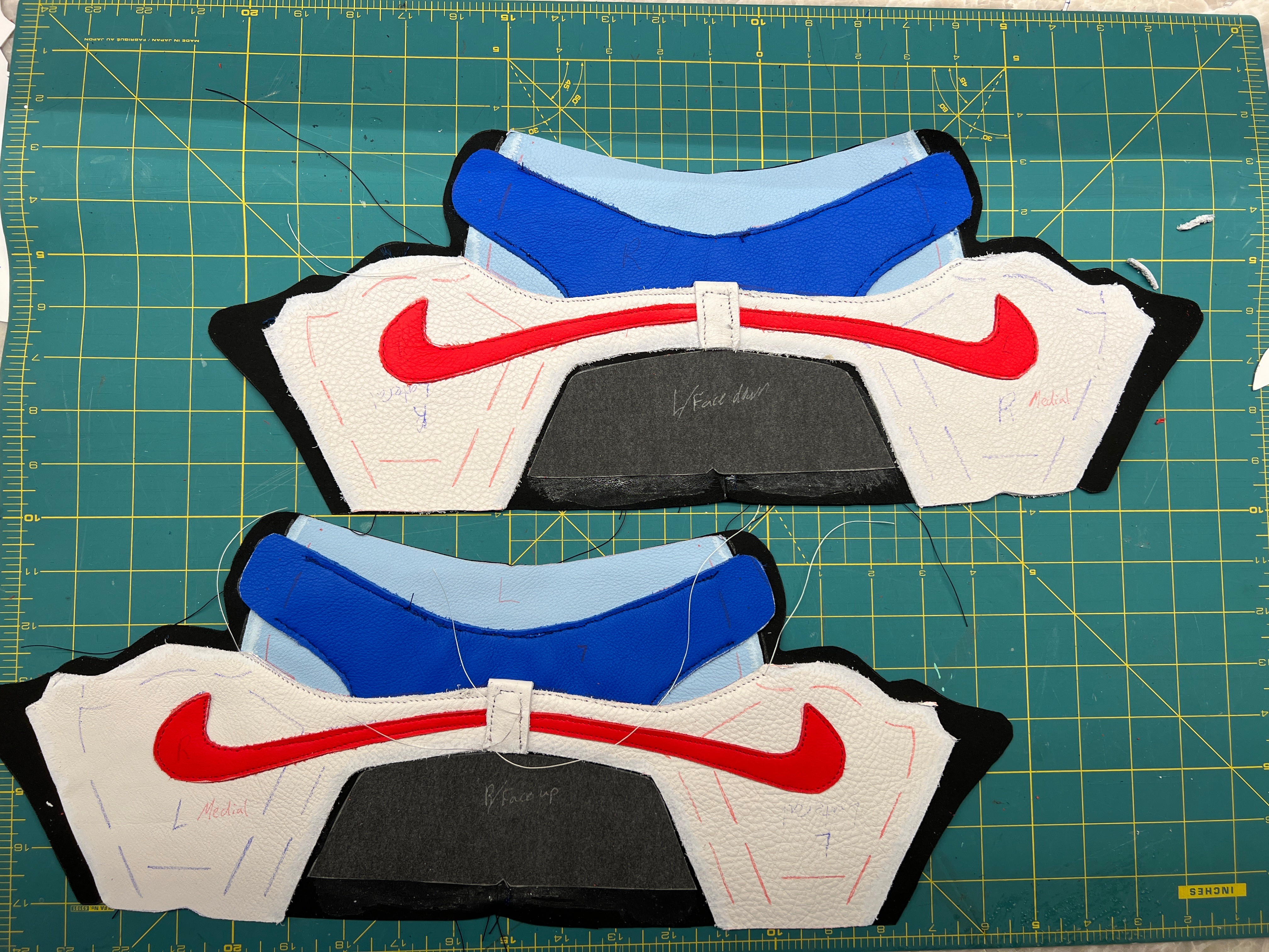 Stitched Leather Components of Shoe Upper